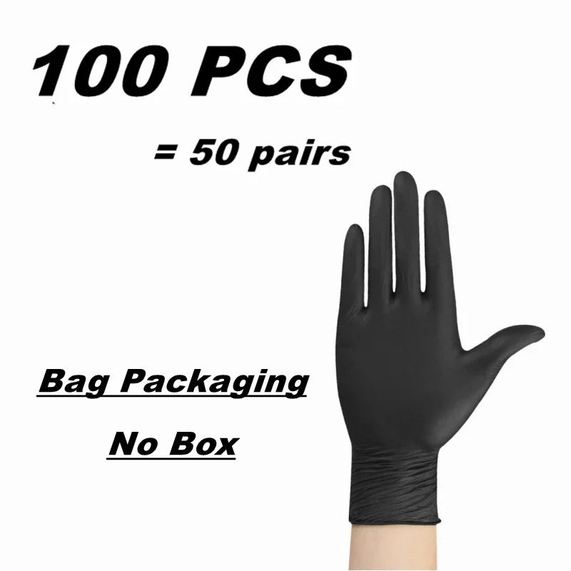 100 Pcs - Black Nitrile Disposable Gloves for Automotive Work