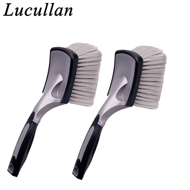 Lucullan Rubber Handle Soft Bristle Car Tyre, Wheels And Fender Detailing Brushes
