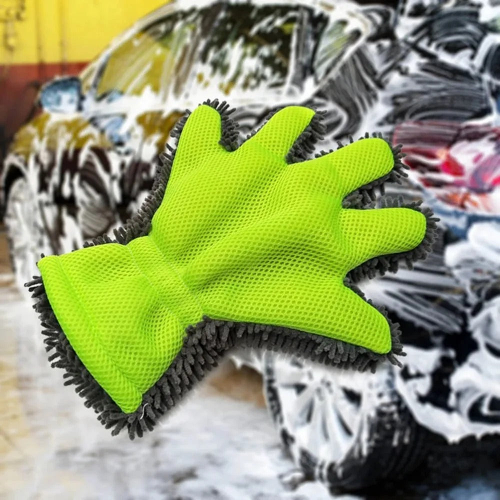 Premium 5 Finger Car Cleaning Soft Microfibre Mitt Gloves
