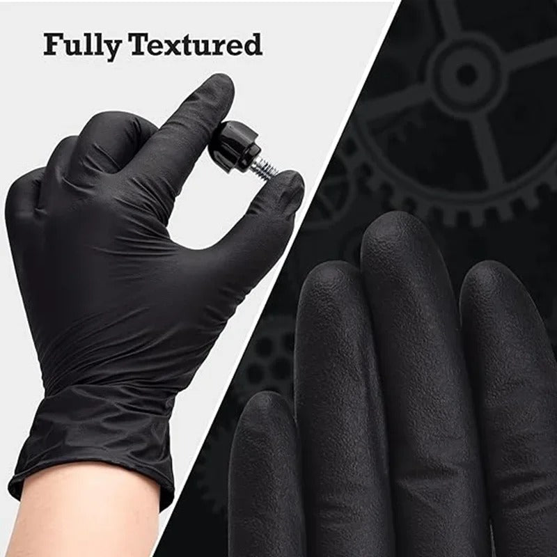 100 Pcs - Black Nitrile Disposable Gloves for Automotive Work
