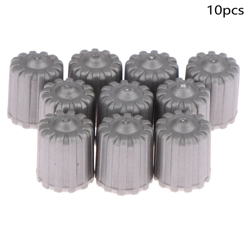 10 Pcs Gray Nylon Car Tire Valve Stem Caps With Gasket Dust Cover