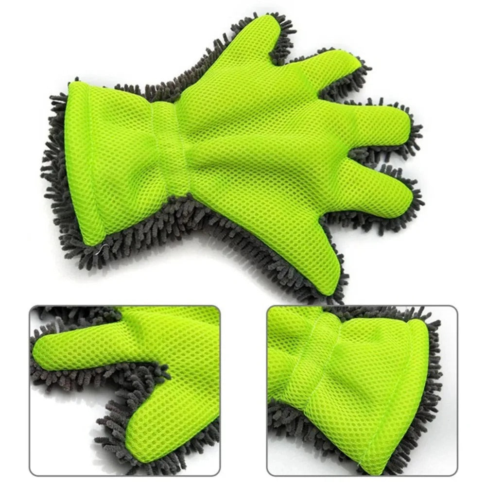 Premium 5 Finger Car Cleaning Soft Microfibre Mitt Gloves