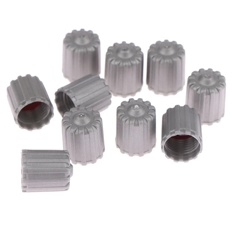 10 Pcs Gray Nylon Car Tire Valve Stem Caps With Gasket Dust Cover