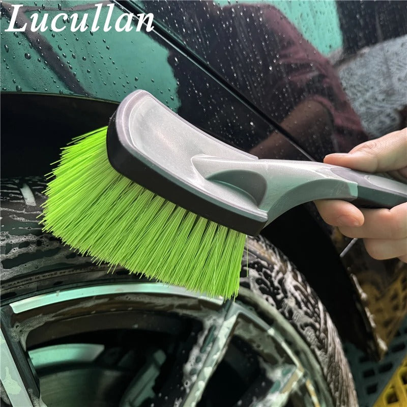 Lucullan Rubber Handle Soft Bristle Car Tyre, Wheels And Fender Detailing Brushes
