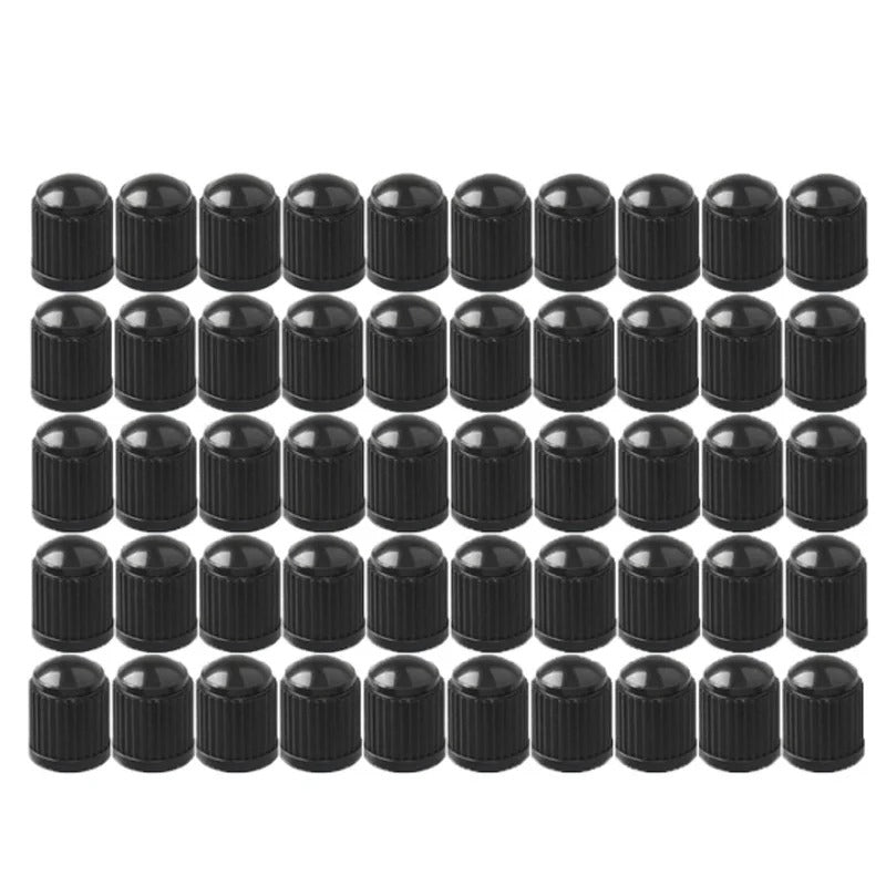 100 Pcs Black Plastic Valve Caps