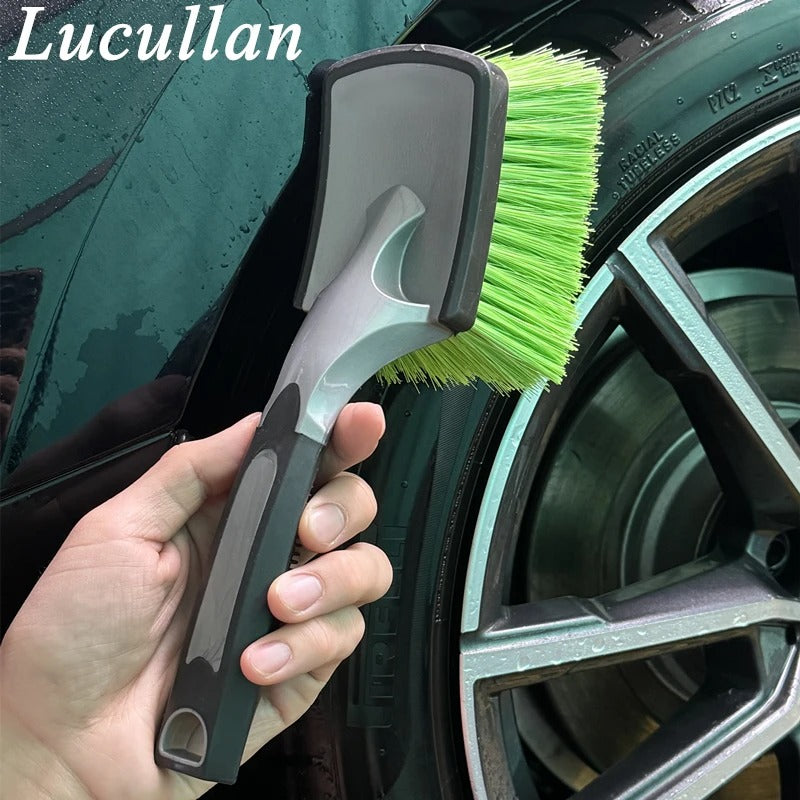 Lucullan Rubber Handle Soft Bristle Car Tyre, Wheels And Fender Detailing Brushes