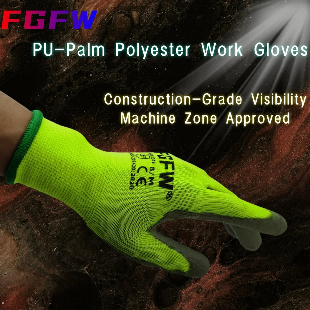 10 Pairs PU Coated  Automotive Work Gloves - Lightweight, Durable Safety Gloves EN Certified